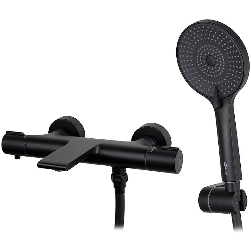 Смеситель для ванны Kaiser Serio 05322-9 с термостатом Черный матовый латунь на стену