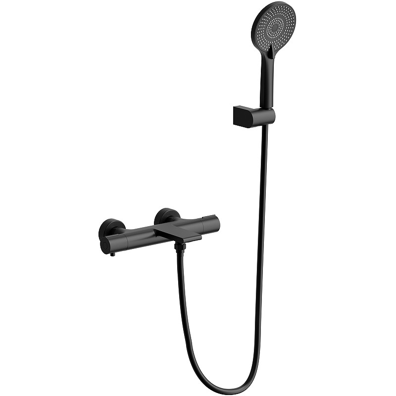 Смеситель для ванны Kaiser Serio 05322-9 с термостатом Черный матовый латунь на стену