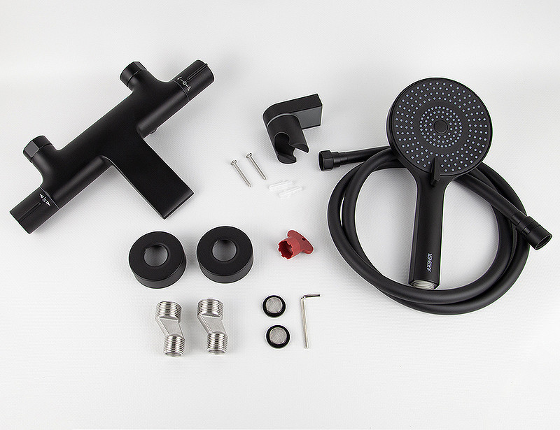 Смеситель для ванны Kaiser Serio 05322-9 с термостатом Черный матовый латунь на стену