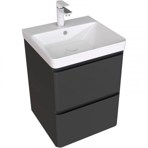 Тумба под раковину Aquanet Эмбер 50 330464 подвесная Черная матовая МДФ / ЛДСП