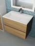 Тумба с раковиной Uperwood Barsa 70 293020547 подвесная цвет Черный матовый Дуб сонома