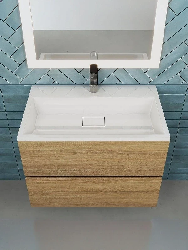 Тумба с раковиной Uperwood Barsa 70 293020547 подвесная цвет Черный матовый Дуб сонома