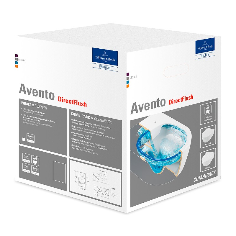Унитаз Villeroy&Boch Avento 5656RS01 подвесной с сиденьем Микролифт