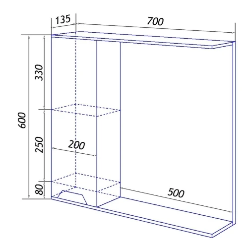 Зеркало со шкафом Loranto Florena 70 L CS00086986 цвет Светлый бетон