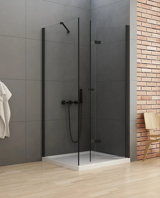Душевой уголок New Trendy New Soleo Black 70х110 R D-0237A/D-0148B профиль Черный стекло прозрачное