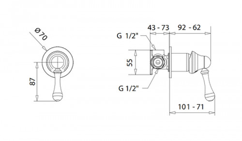 Смеситель для душа Migliore Maya 18918 Бронза латунь встраиваемый