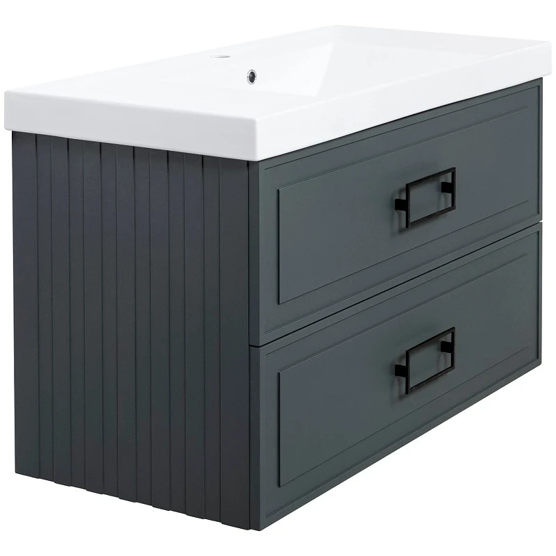 Тумба под раковину La Fenice Cubo 100 FNC-01-CUB-G-100-2 подвесная Серая матовая МДФ / ЛДСП