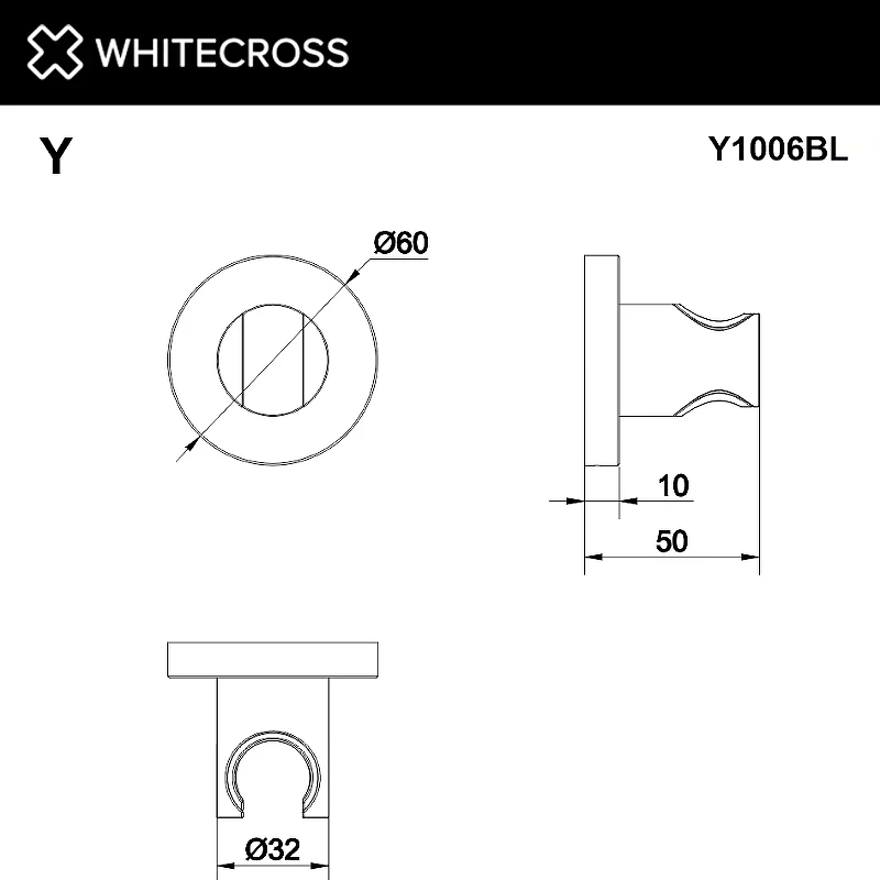 Держатель ручного душа Whitecross Y black Y1006BL Черный матовый