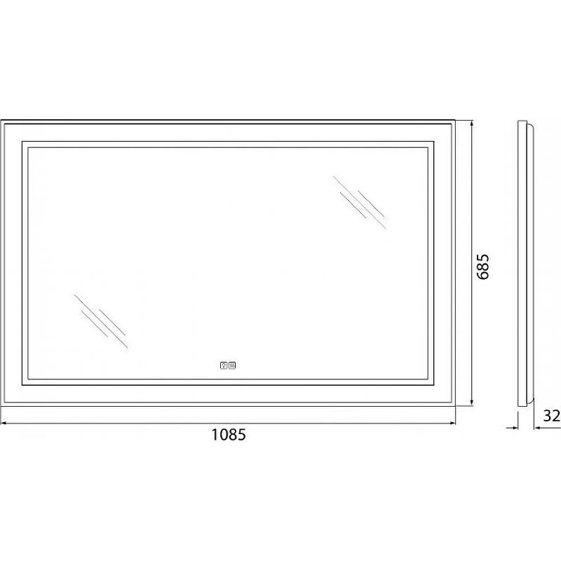 Зеркало BelBagno Kraft 108.5 SPC-KRAFT-1085-685-TCH-WARM с подсветкой с подогревом Сатин с сенсорным выключателем стекло