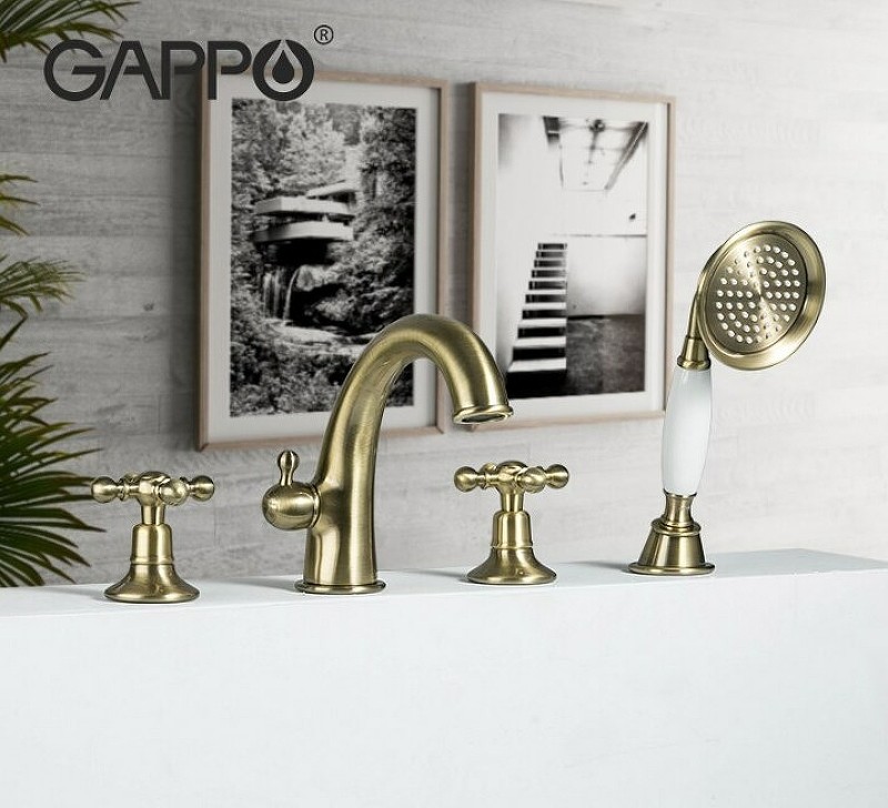 Смеситель на борт ванны Gappo G89-4 G1189-4 Бронза латунь