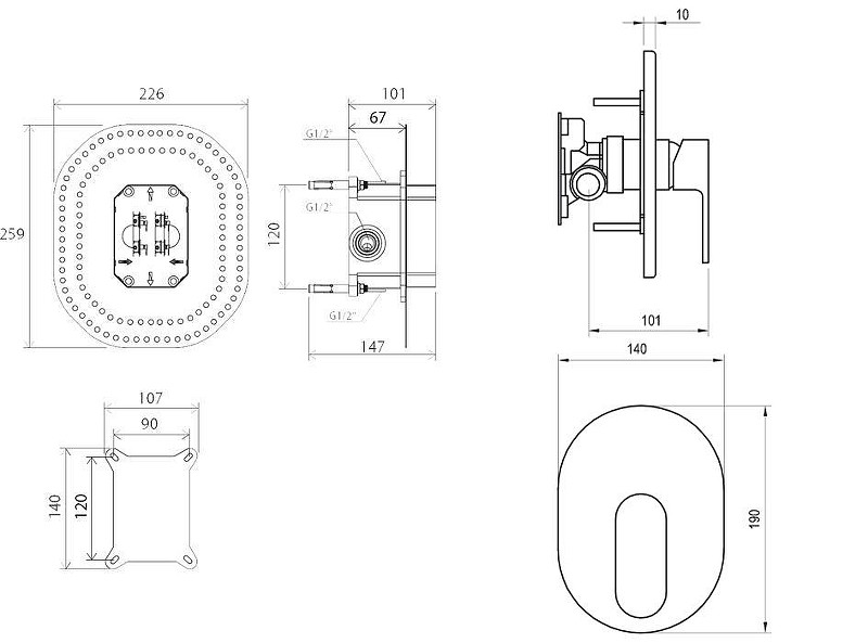 Смеситель для душа Ravak Chrome CR 066.00 X070057 Хром латунь встраиваемый