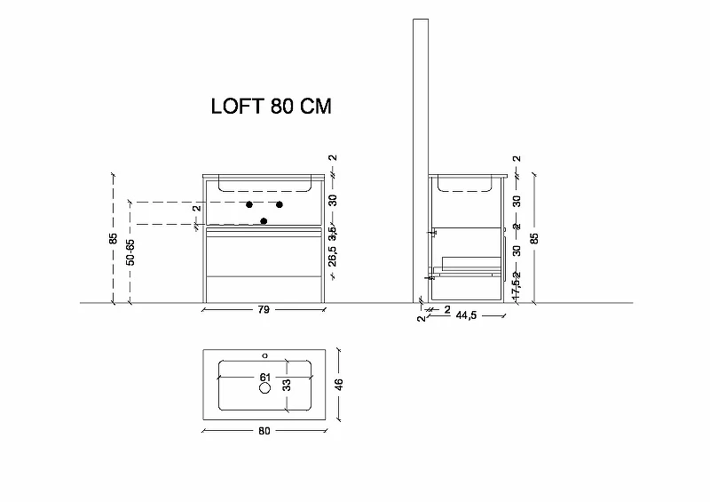 Тумба Boheme Armadi Art Loft 80 894-080-W подвесная Белая МДФ / ЛДСП