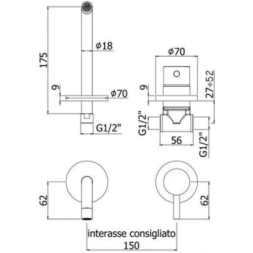 Смеситель для раковины Paffoni Light LIG006HG70 Золото медовое латунь встраиваемый