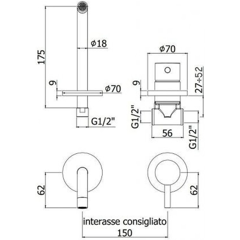 Смеситель для раковины Paffoni Light LIG006HG70 Золото медовое латунь встраиваемый