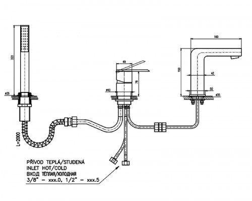 Смеситель на борт ванны Rav Slezak Loira LR565.5YZ Золото латунь