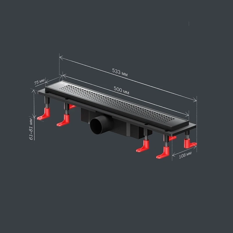 Душевой лоток AM.PM PrimeFlow 50 W02SC-P11-050-01BM с Черной матовой решеткой Cut Gradient