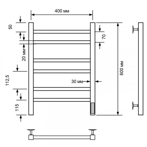 Электрический полотенцесушитель Comfysan Pioli-K EC-6 60x40 014117 Хром