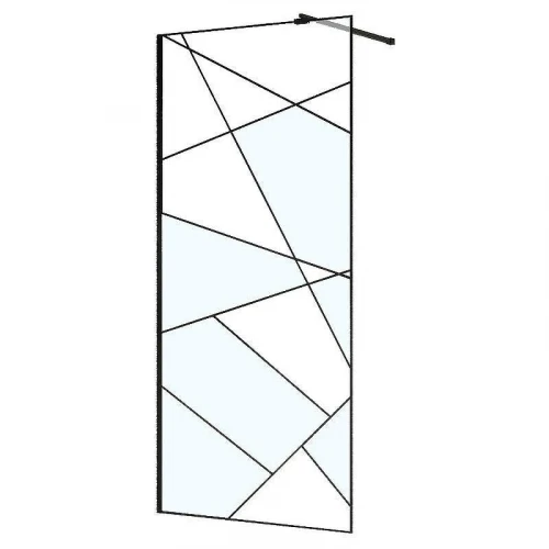 Душевая перегородка Azario Walk-in 110 AZ-271-110-MB-CGP профиль Черный матовый стекло прозрачное с графическим принтом