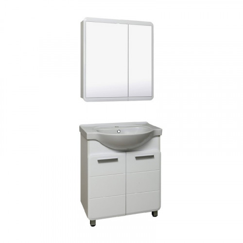 Зеркальный шкаф Runo Эрика 70 УТ000003320 Белый МДФ / ЛДСП, стекло