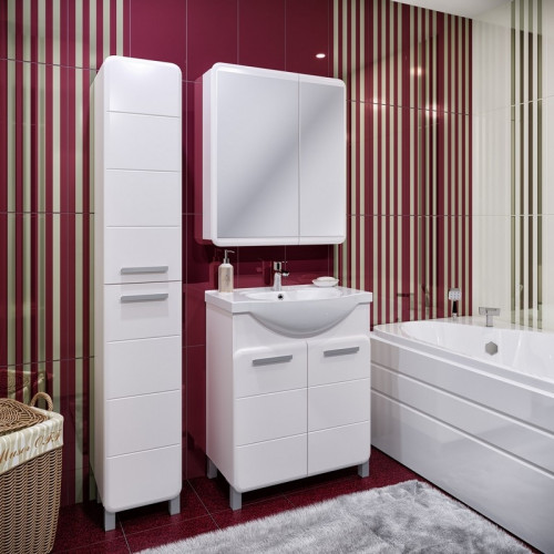 Зеркальный шкаф Runo Эрика 70 УТ000003320 Белый МДФ / ЛДСП, стекло