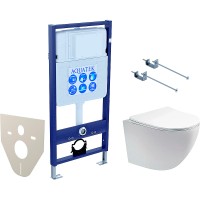 Комплект унитаза с инсталляцией Aquatek Set Aquatek Европа T-KKI1 с сиденьем Микролифт фарфор подвесной