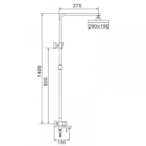 Душевая система Rose R28H R2836H Черная матовая