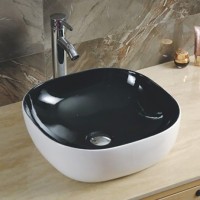 Раковина-чаша CeramaLux 43 360 Черная Белая фаянс накладная