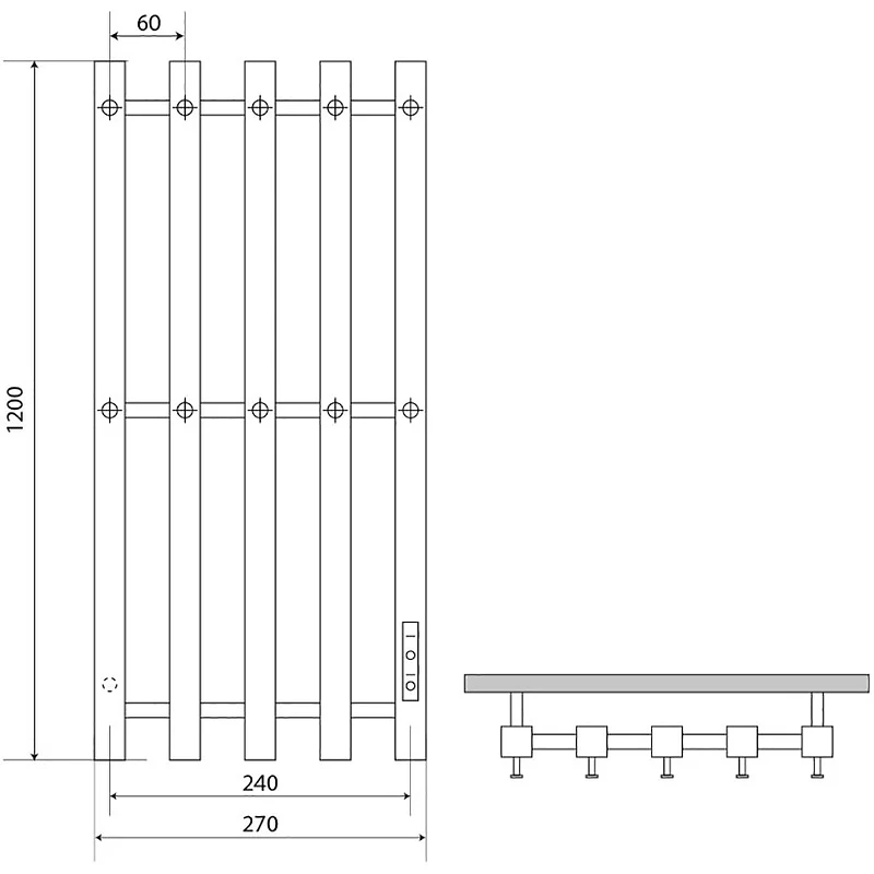 Электрический полотенцесушитель Melodia della vita Etude Electro Ferrum 120х27 П5 MTREEF12027bk Черный