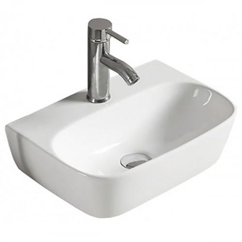 Раковина CeramaLux 43 78401 Белая фаянс подвесная, накладная