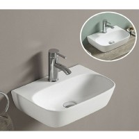 Раковина CeramaLux 43 78401 Белая фаянс подвесная, накладная