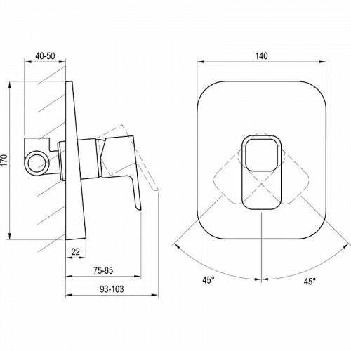 Смеситель для душа Ravak 10° TD 062.00 X070069 Хром латунь встраиваемый