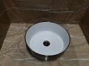 Раковина-чаша CeramaLux 37 C1055 Бело-золотая фаянс накладная