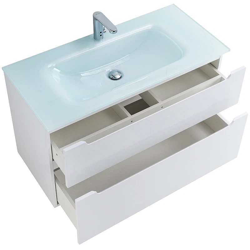 Тумба под раковину BelBagno Etna-H60 80 ETNA-H60-800-2C-SO-BL-P подвесная Bianco Lucido МДФ / ЛДСП