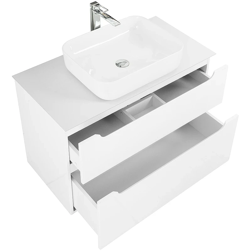 Тумба под раковину BelBagno Etna-H60 80 ETNA-H60-800-2C-SO-BL-P подвесная Bianco Lucido МДФ / ЛДСП