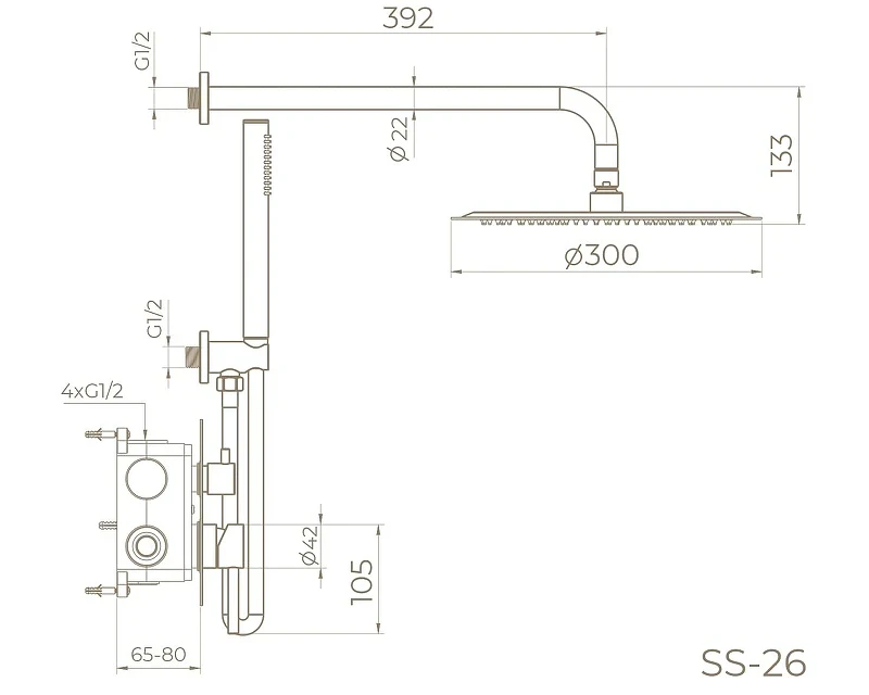 Душевая система Knotlor Eclipse SS-26/GM цвет Вороненая сталь