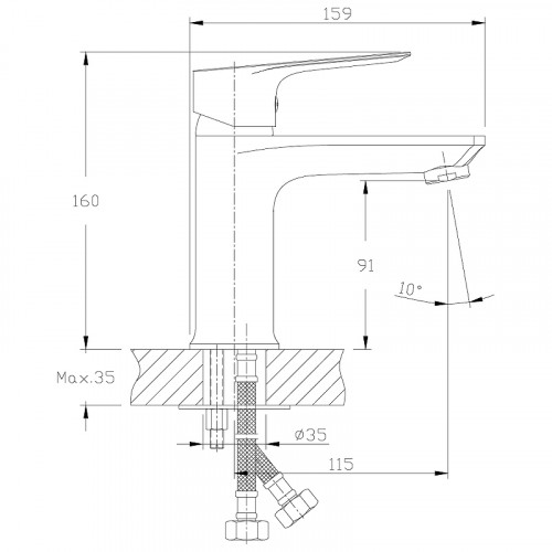 Смеситель для раковины Rossinka RS27-11 Хром латунь