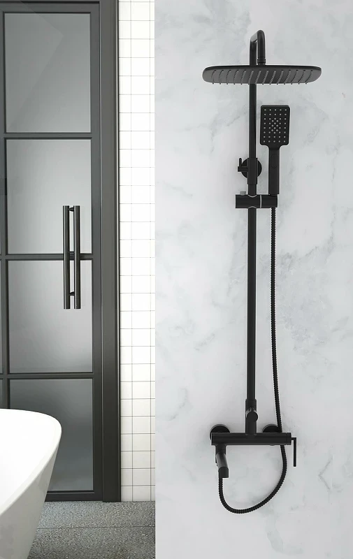Душевая система BelBagno Acqua ACQUA-VSCM-NERO Черный матовый латунь на стену