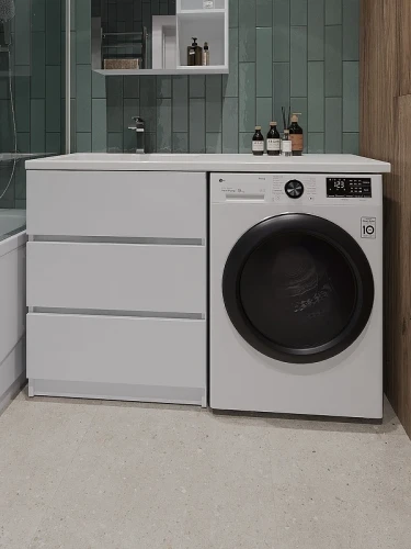 Тумба с раковиной Orange Sistema 130 L ST-70TUW+RAL Белая глянцевая МДФ / ЛДСП