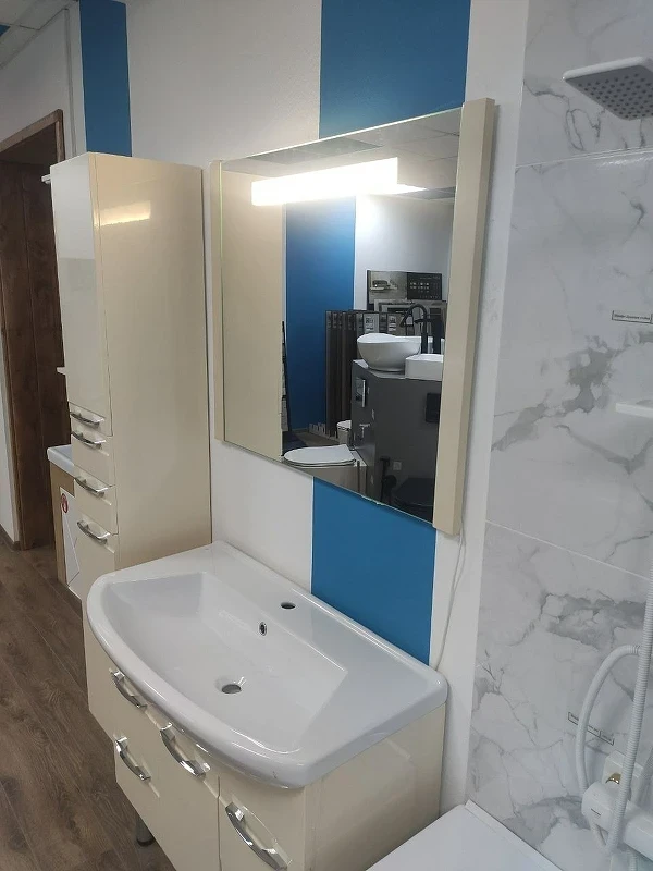 Зеркало SanVit Эдем Lux 90 с подсветкой Бледно-желтое с выключателем МДФ / ЛДСП, стекло