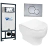 Комплект унитаза с инсталляцией WeltWasser MARBERG 507 + ERLENBACH 004 GL-WT + MAR 507 RD 10000006954 цвет Белый глянцевый с сиденьем Микролифт и клавишей смыва цвет Хром