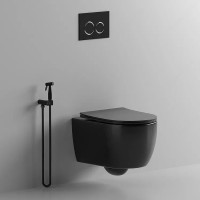 Унитаз Ceruttispa Oglio Aria MB CT9239 подвесной Черный матовый с сиденьем Микролифт фарфор подвесной