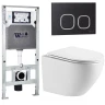 Комплект унитаза с инсталляцией WeltWasser AMBERG 506 ST + MERZBACH 043 MT-WT + AMBERG RD-BL 10000011425 цвет Белый матовый с сиденьем Микролифт и клавишей смыва цвет Черный
