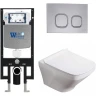 Комплект унитаза с инсталляцией WeltWasser AMBERG 497 + HOFBACH 041 GL-WT + AMBERG RD-CR 10000011648 цвет Белый глянцевый с сиденьем Микролифт и клавишей смыва цвет Хром
