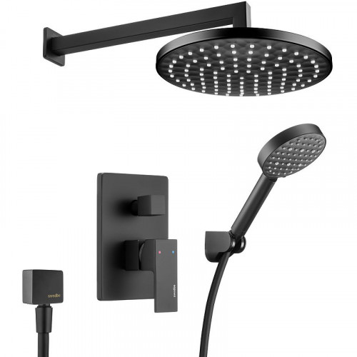 Душевая система Swedbe Platta 5554B Черная матовая латунь на стену