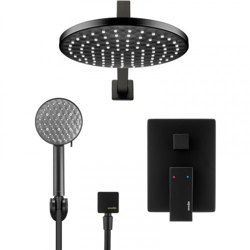 Душевая система Swedbe Platta 5554B Черная матовая латунь на стену