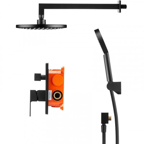 Душевая система Swedbe Platta 5554B Черная матовая латунь на стену