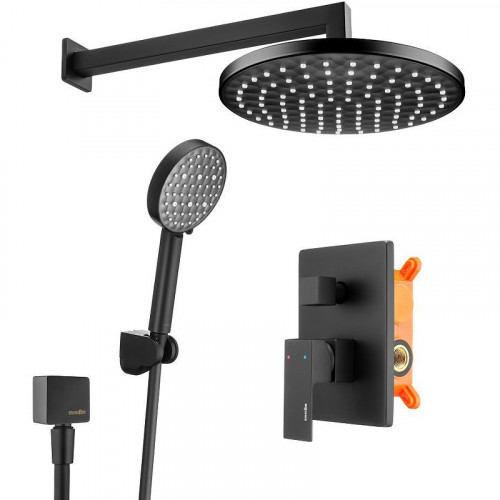 Душевая система Swedbe Platta 5554B Черная матовая латунь на стену