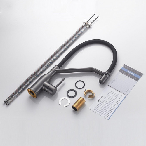 Смеситель для кухни Shevanik S343T-3 цвет Оружейная сталь Черный