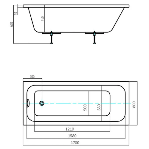 Акриловая ванна Aquatek Eco-friendly Мия 170x80 MIY170-0000032 без панелей, каркаса и слив-перелива