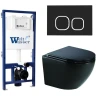 Комплект унитаза с инсталляцией WeltWasser BAMBERG 525 + MERZBACH 041 XL MT-BL + BAMBERG BL 10000012872 цвет Черный матовый с сиденьем Микролифт и клавишей смыва цвет Черный